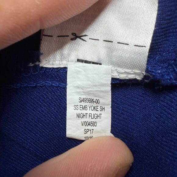 Old Navy Women's Size Large Navy Blue w/Orange Embroidered Neckline Shift Dress - Picture 7 of 8